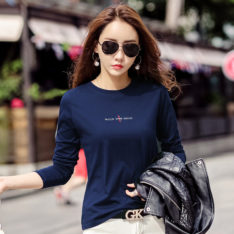 Long sleeved embroidered women's T-shirt