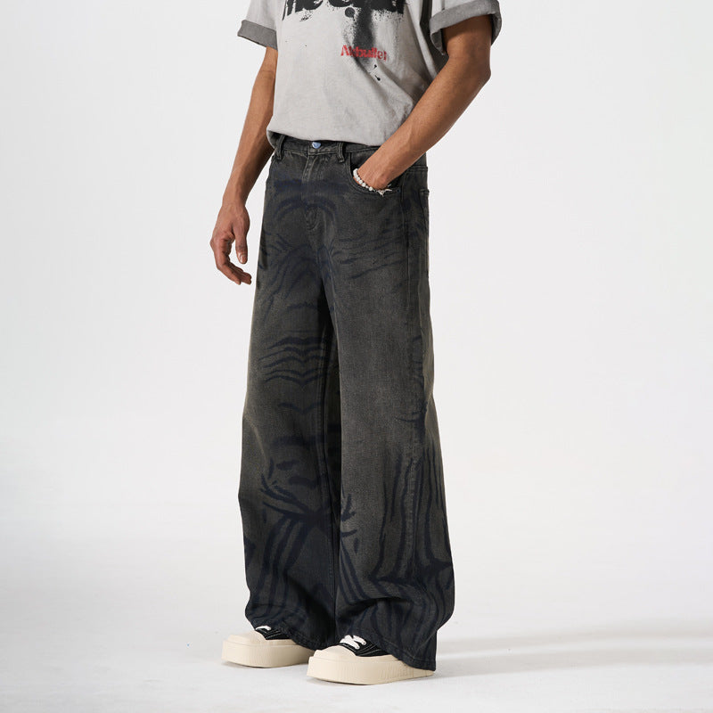 Denim Pants Men's  Loose Straight Fit Streetwear Long Pants