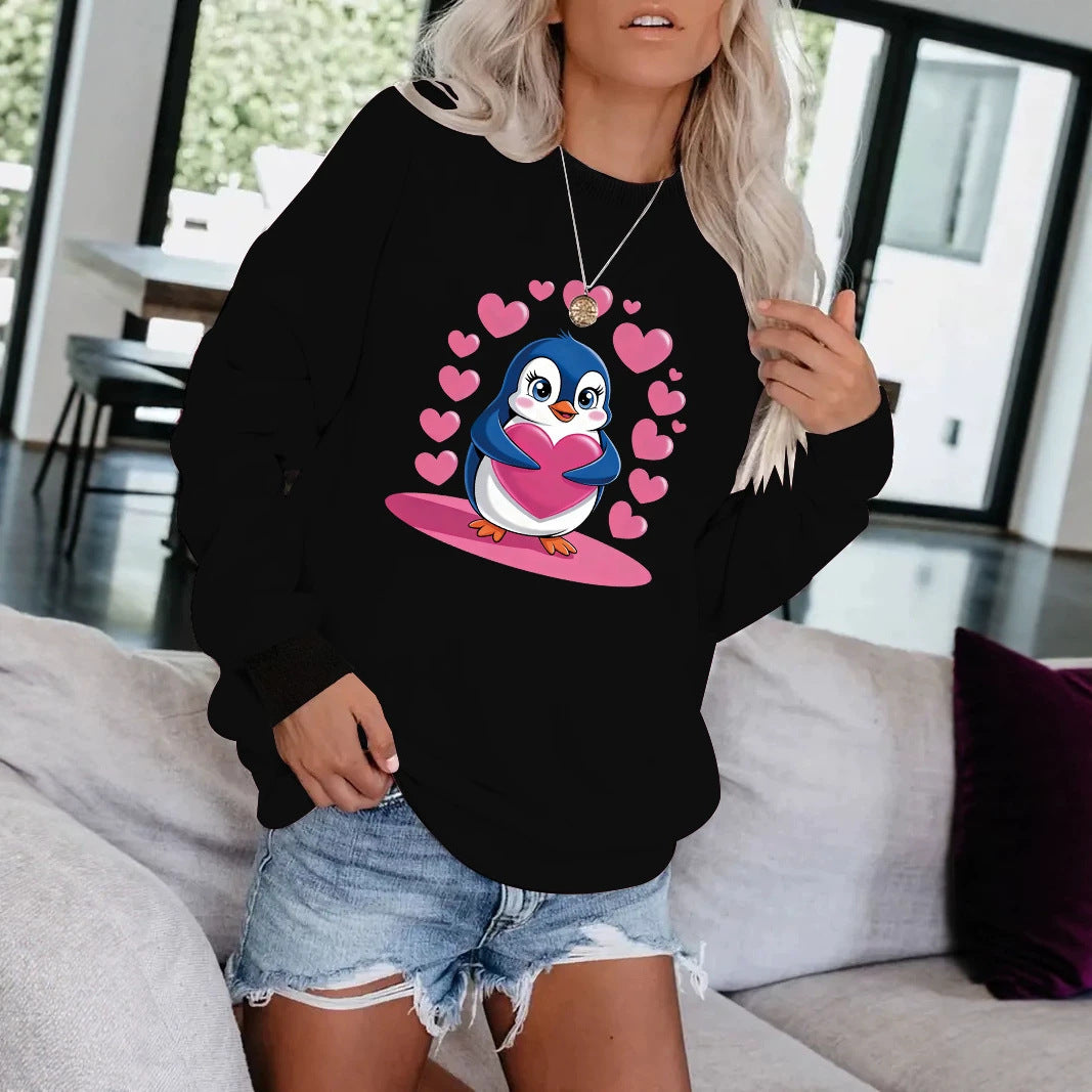Cartoon Penguin Printed Hoodie