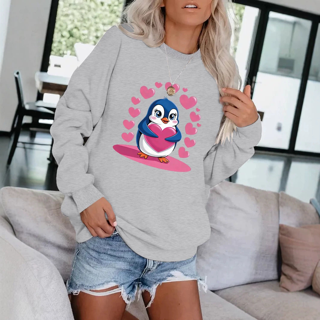 Cartoon Penguin Printed Hoodie