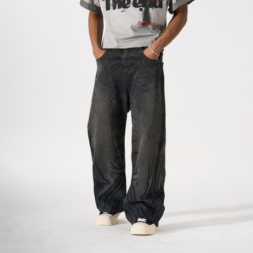 Denim Pants Men's  Loose Straight Fit Streetwear Long Pants