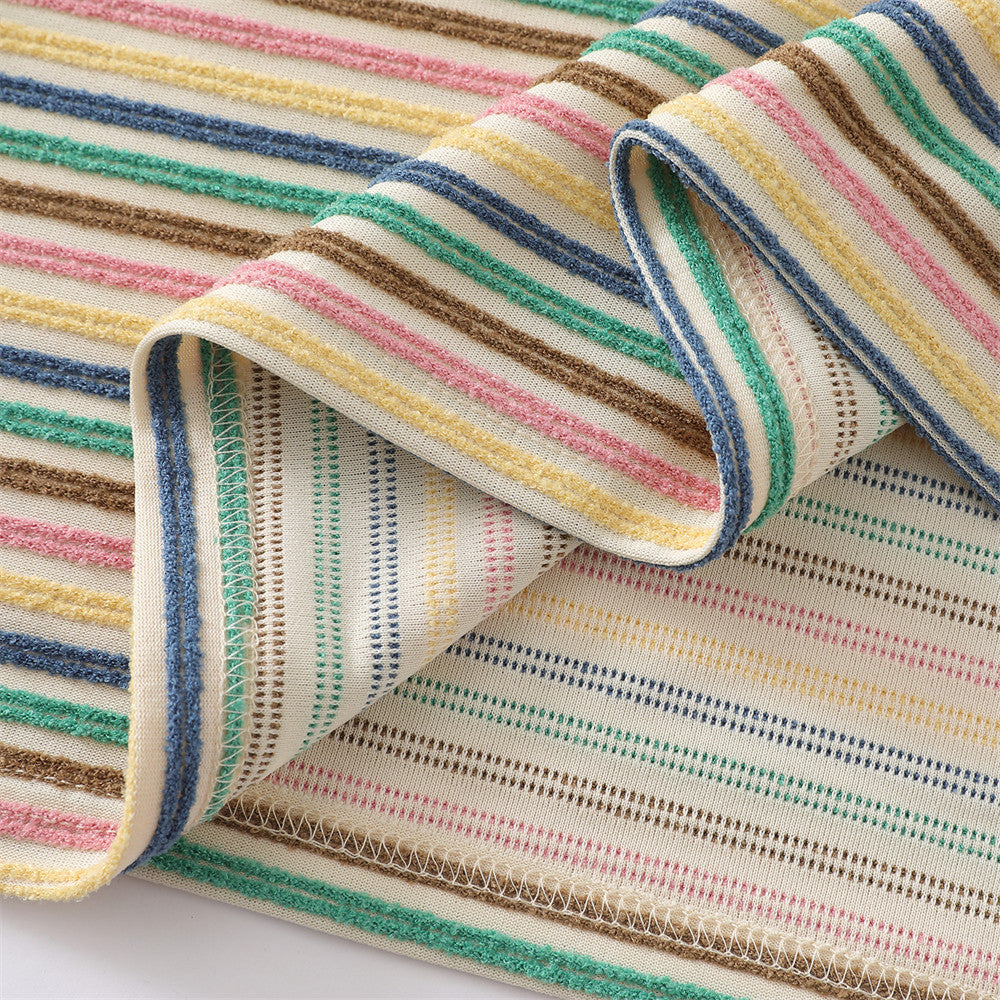Vintage Casual Yarn-Dyed Striped Long Sleeve Crew Neck Men's T-Shirt