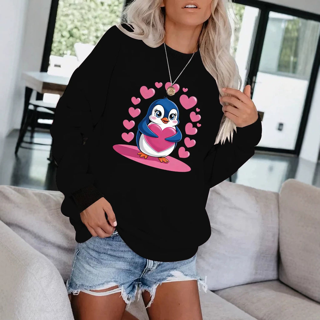 Cartoon Penguin Printed Hoodie