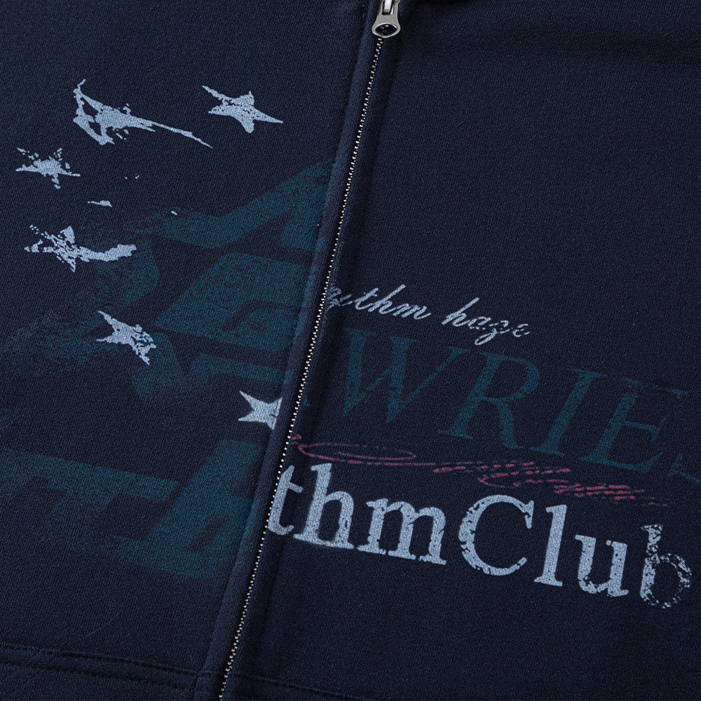Star letter printed hooded cardigan sweatshirt
