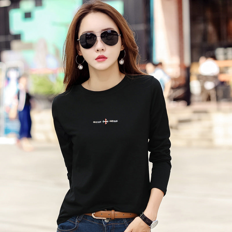 Long sleeved embroidered women's T-shirt