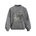 Portrait printed vintage stir fried round neck hoodie
