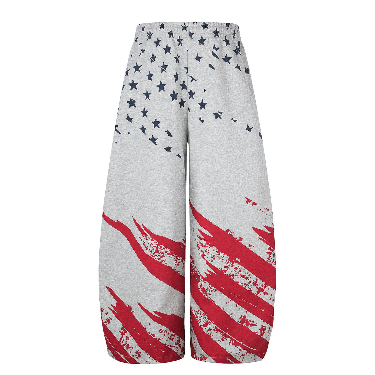 Flag All Over Print Carpenter Sweatpants with Badge Embroidery Drawstring Wide Leg Cuff Joggers