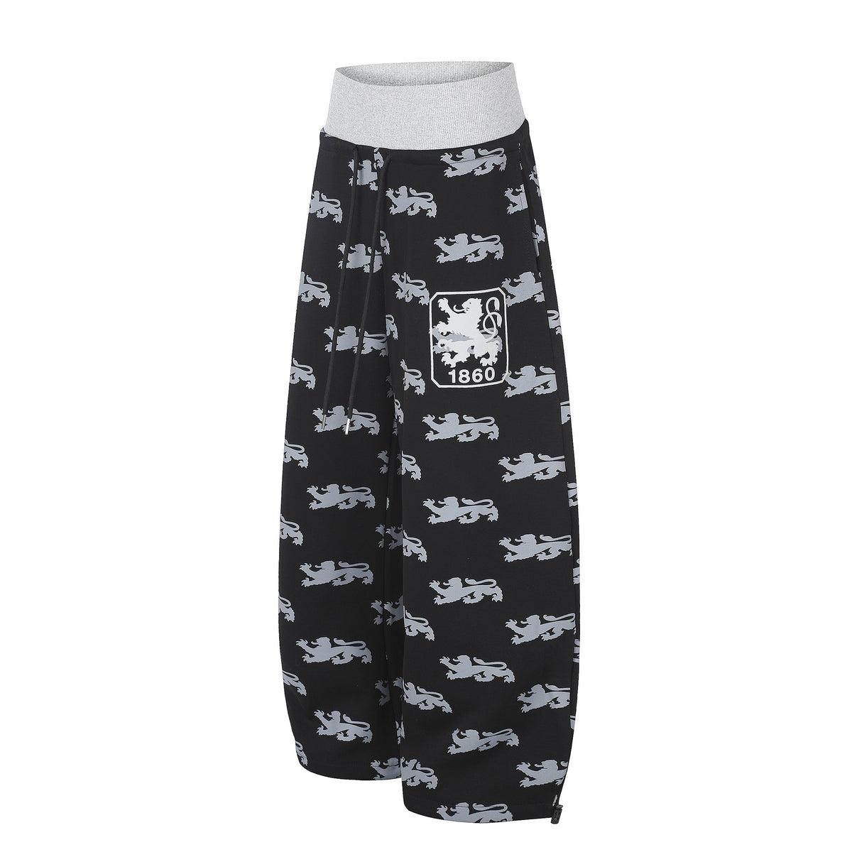 All-Over Print Letter Graphic Color-Block Waistband Drapey Wide Leg Sweatpants Unisex