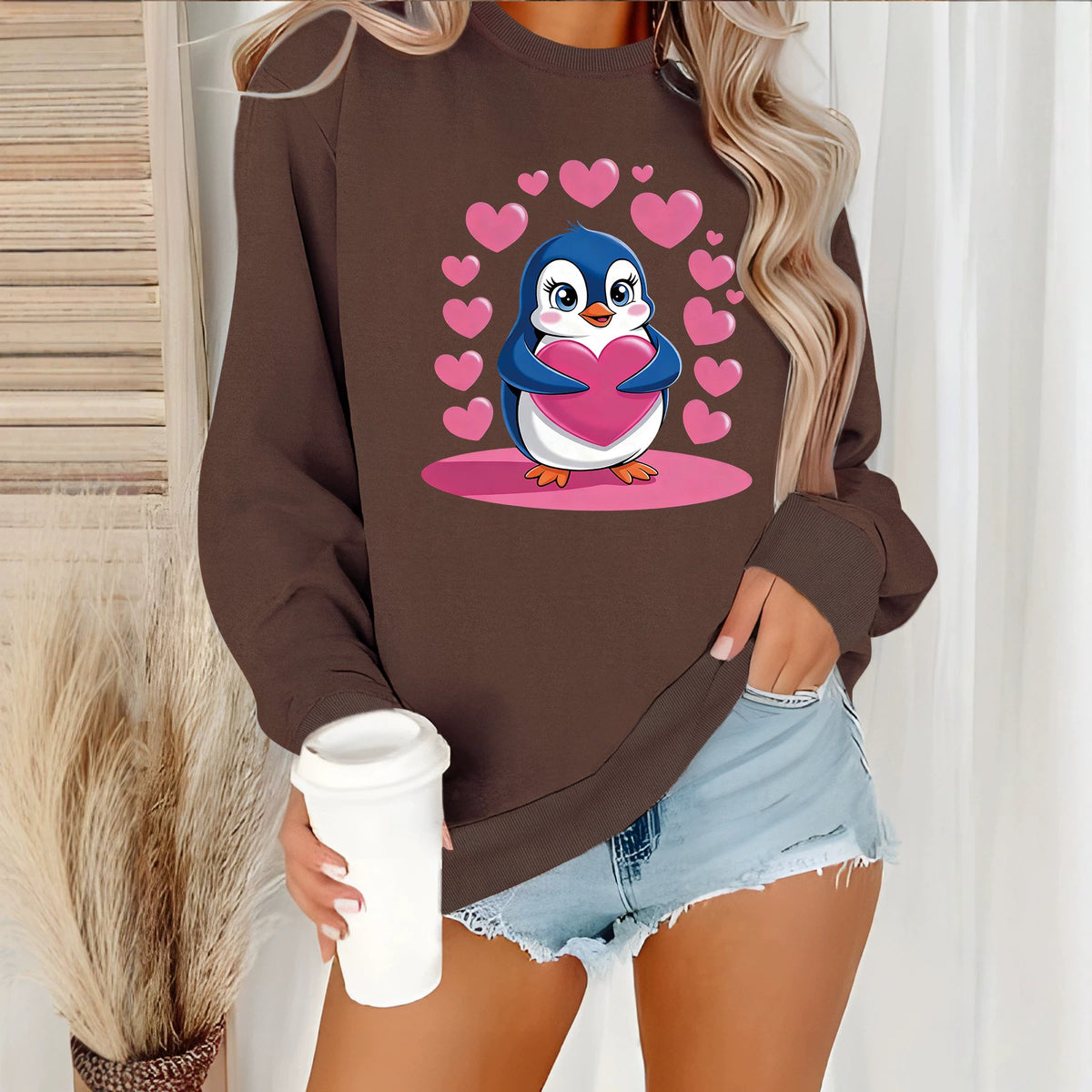 Cartoon Penguin Printed Hoodie