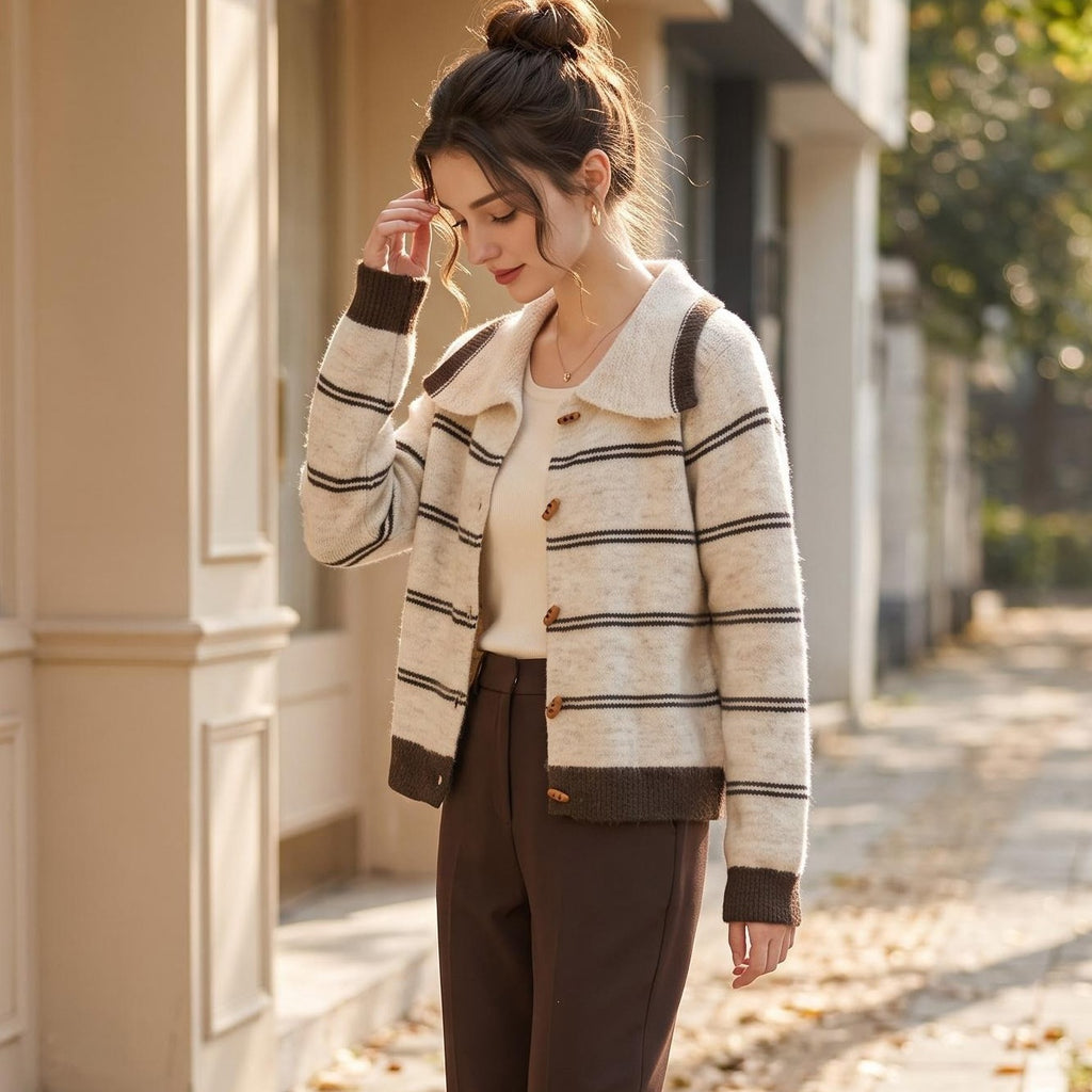 Collar striped sweater