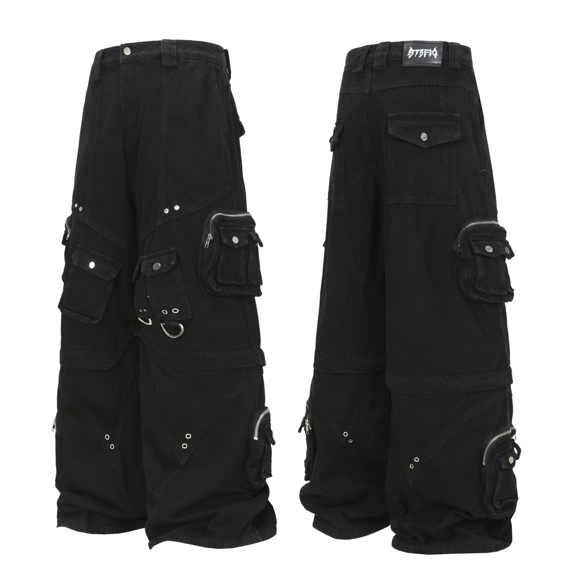 Street Style High-Quality Washed Workwear Pocket Detachable Denim Long Pants