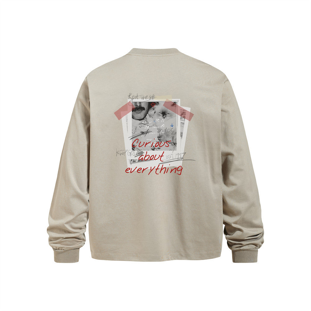 Men's Casual Hand-Painted Graffiti Portrait Print Long Sleeve Crew Neck T-Shirt