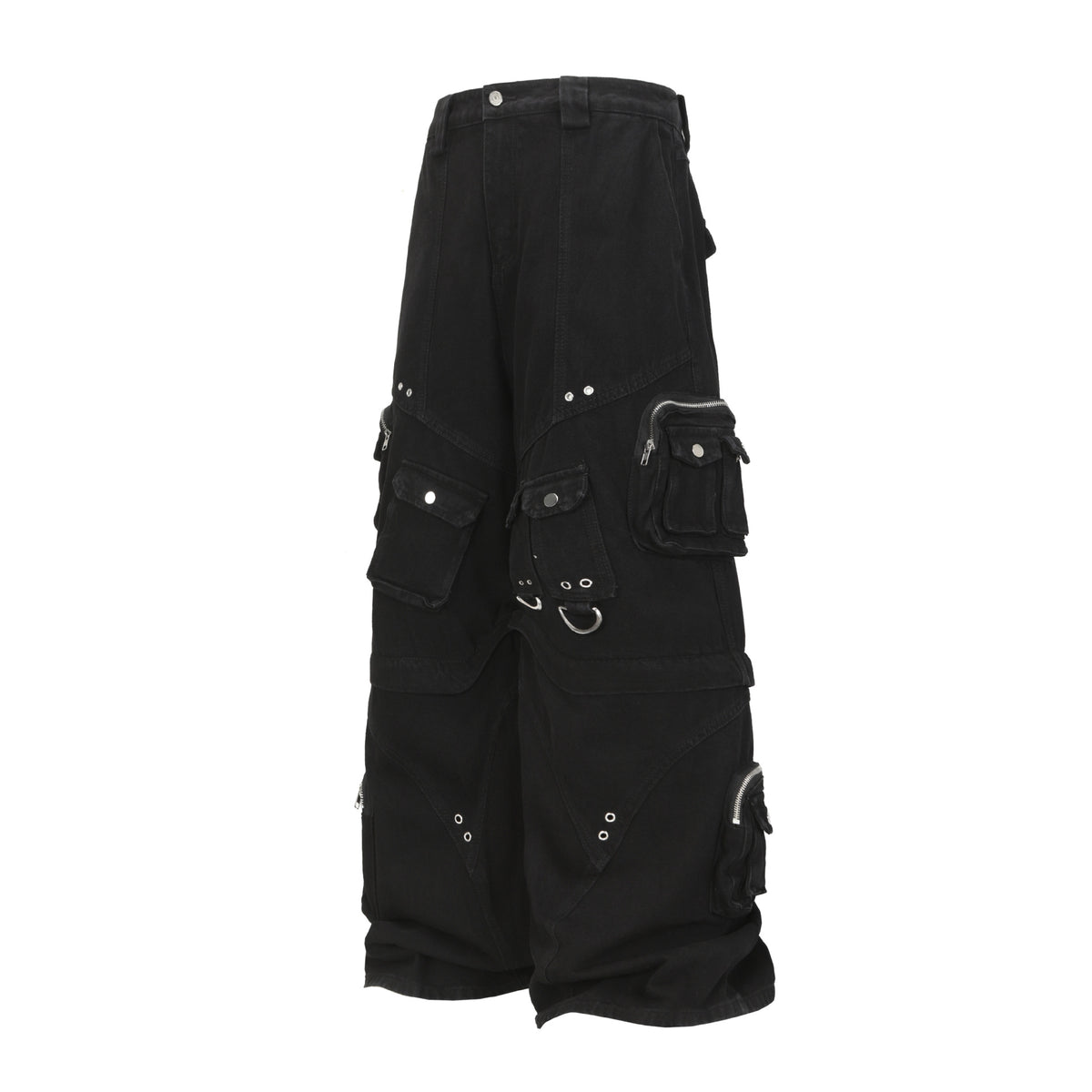Street Style High-Quality Washed Workwear Pocket Detachable Denim Long Pants