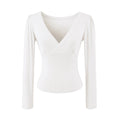 Long Sleeve Cross Front V-Neck Slim Fit Women's Top