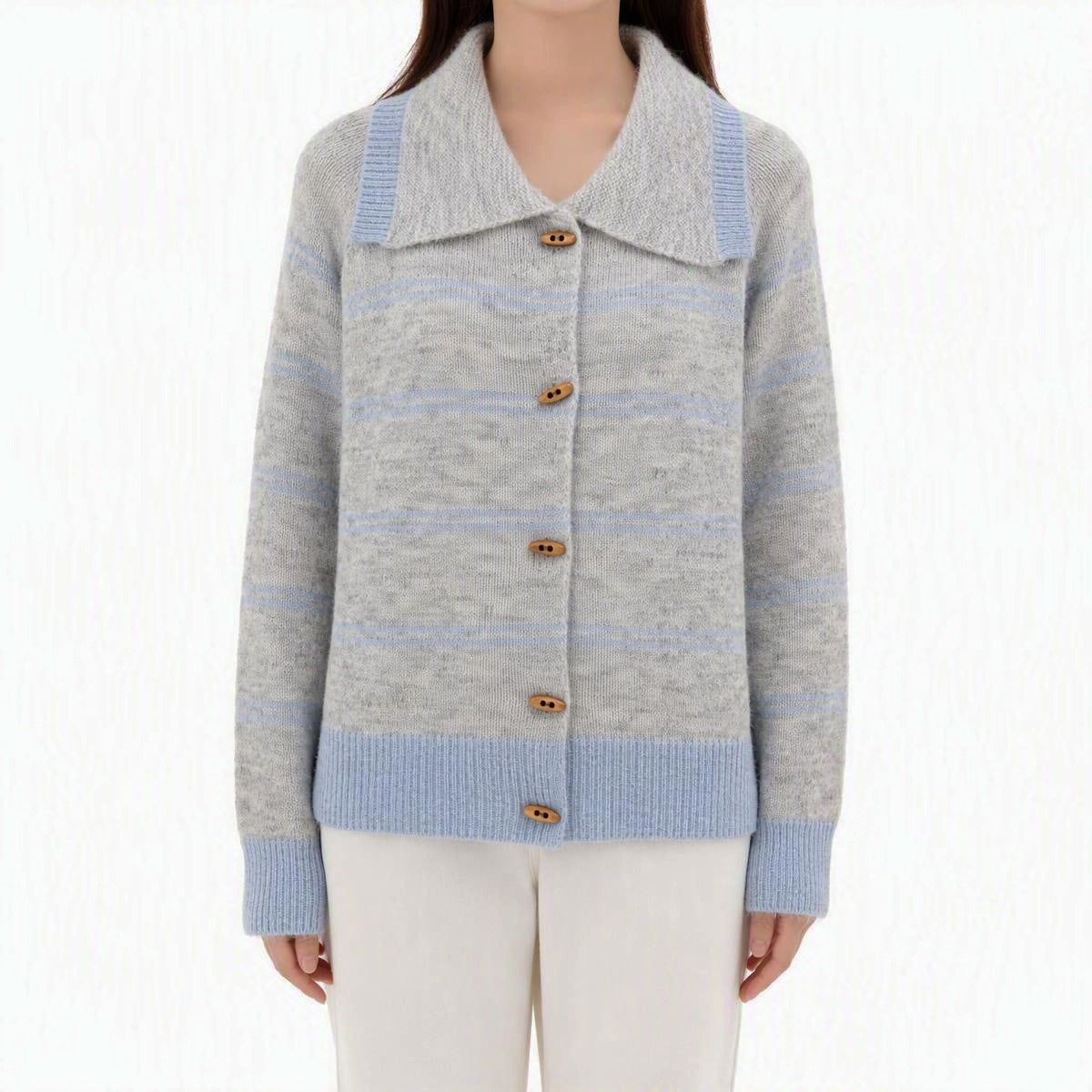 Collar striped sweater