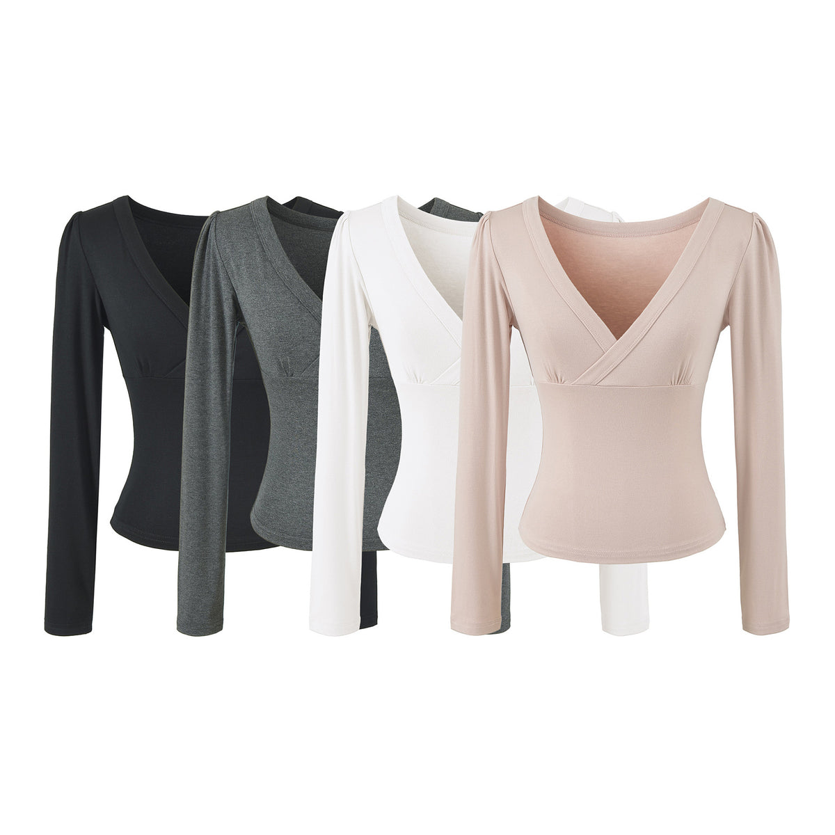 Long Sleeve Cross Front V-Neck Slim Fit Women's Top