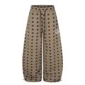 All-Over Star Print Wide Leg Curved Sweatpants Elastic Waist Drawstring Cuff Women's Long Pants